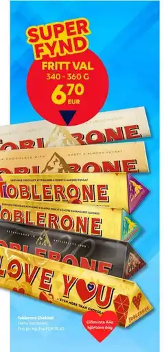 Border Shop Toblerone Choklad, EUR 6.7 erbjuda