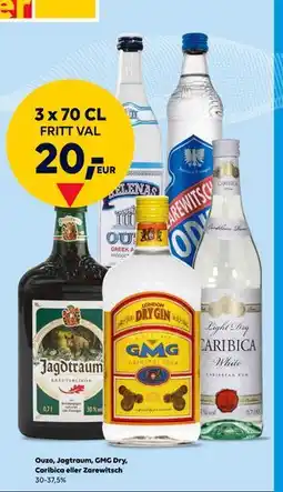 Border Shop Ouzo, Jagtraum, GMG Dry, Caribica eller Zarewitsch., EUR 20 erbjuda