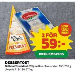 Coop Dessertost Galbani/President erbjuda