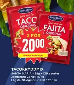 Willys SANTA MARIA Tacokryddmix erbjuda