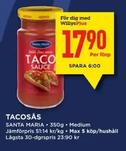 Willys SANTA MARIA Tacosås erbjuda
