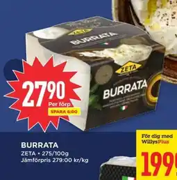 Willys ZETA Burrata erbjuda
