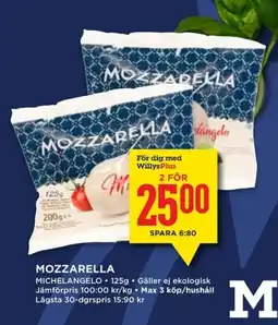Willys MICHELANGELO Mozzarella erbjuda