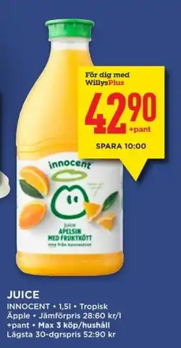 Willys INNOCENT Juice erbjuda