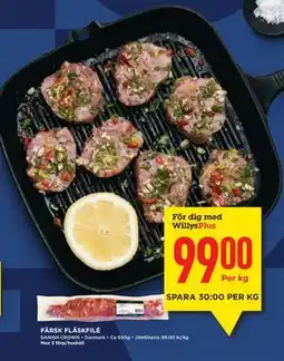 Willys FÄRSK FLÄSKFILÉ, Medlemspris erbjuda