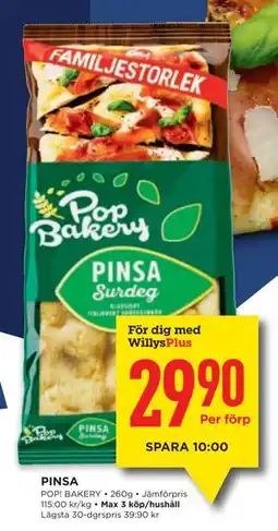 Willys PINSA, Medlemspris erbjuda