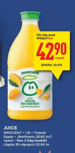 Willys JUICE, Medlemspris erbjuda