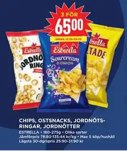 Willys Hemma CHIPS, OSTSNACKS, JORDNÖTSRINGAR, JORDNÖTTER erbjuda