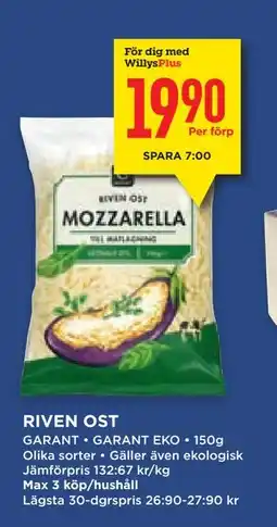 Willys Hemma RIVEN OST, Medlemspris erbjuda