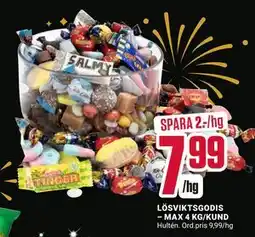 ÖoB LÖSVIKTSGODIS – MAX 4 KG/KUND erbjuda