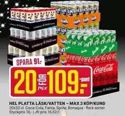 ÖoB HEL PLATTA LÄSK/VATTEN – MAX 3 KÖP/KUND erbjuda