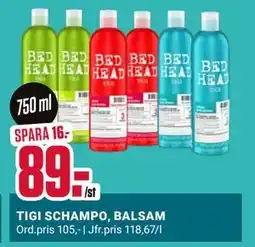ÖoB TIGI SCHAMPO, BALSAM erbjuda