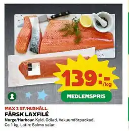 Coop Daglivs FÄRSK LAXFILÉ, Medlemspris erbjuda