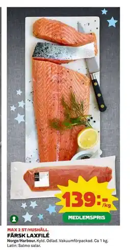 Coop Daglivs FÄRSK LAXFILÉ, Medlemspris erbjuda