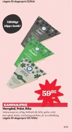 Hemköp Herrgård, Präst, Rike erbjuda