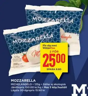 Willys MOZZARELLA erbjuda