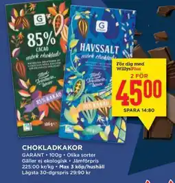 Willys Chokladkakor erbjuda
