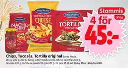 ICA Supermarket Santa Maria Chips, Tacosås, Tortilla original erbjuda
