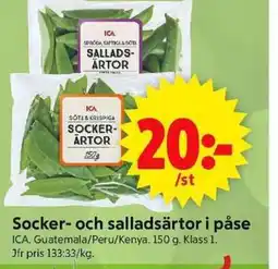 ICA Supermarket ICA Socker- och salladsärtor i påse erbjuda