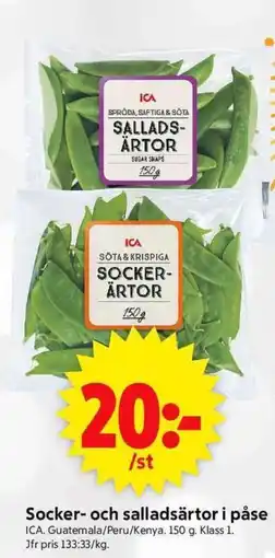 ICA Supermarket ICA Socker- och salladsärtor i påse erbjuda