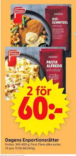 ICA Supermarket Findus Dagens Enportionsrätter erbjuda