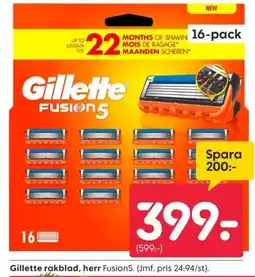 Rusta Gillette rakblad, herr erbjuda