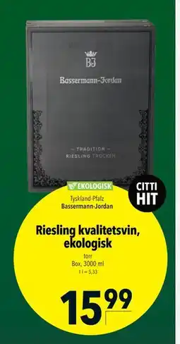 Citti Riesling kvalitetsvin, ekologisk, EUR 15.99 erbjuda