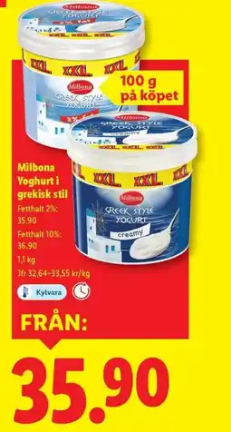 Lidl Milbona Yoghurt i grekisk stil erbjuda