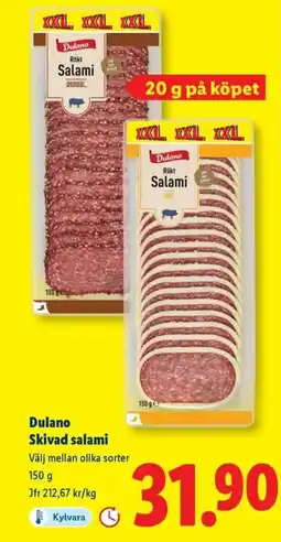 Lidl Dulano Skivad salami erbjuda