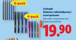 Lidl Crelando Raderbar rollerballpenna/ reservpatroner erbjuda