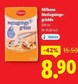 Lidl Milbona Matlagnings-grädde erbjuda