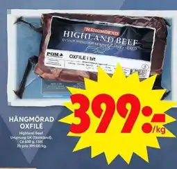 ICA Maxi HIGHLAND BEEF Hängmörad oxfilé erbjuda