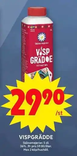 ICA Maxi SKÅNEMEJERIER Vispgrädde erbjuda