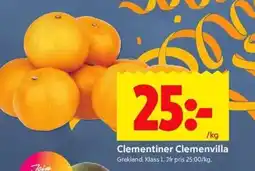 ICA Kvantum Clementiner clemenvilla erbjuda