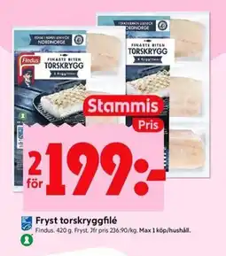 ICA Kvantum FINDUS Fryst torskryggfilé erbjuda