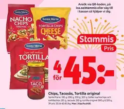 ICA Kvantum SANTA MARIA Chips, tacosås, tortilla original erbjuda