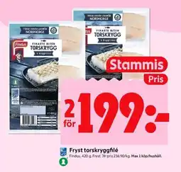 ICA Kvantum FINDUS Fryst torskryggfilé erbjuda