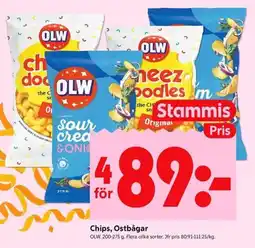 ICA Kvantum OLW Chips, ostbågar erbjuda