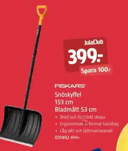 Jula FISKARS Snöskyffel 153 cm Bladmått 53 cm erbjuda