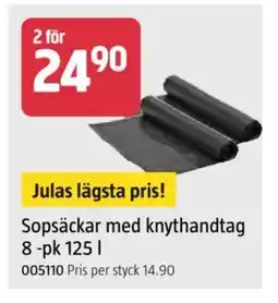 Jula Sopsäckar med knythandtag 8-pk 125 l erbjuda