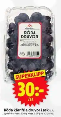 ICA Supermarket RÖDA KÄRNFRIA DRUVOR I ASK erbjuda