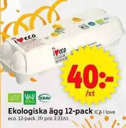 ICA Supermarket Ekologiska ägg 12-pack erbjuda