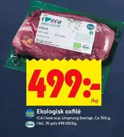 ICA Supermarket Ekologisk oxfilé erbjuda
