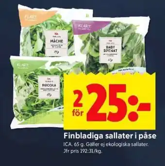 ICA Supermarket Finbladiga sallater i påse erbjuda
