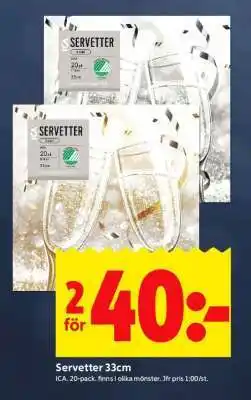 ICA Supermarket Servetter 33cm erbjuda