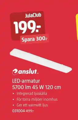 Jula LED-armatur 5700 lm 45 W 120 cm, Medlemspris erbjuda