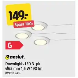 Jula Downlights LED 3 -pk Ø65 mm 1,5 W 190 lm erbjuda