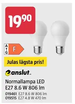 Jula Normallampa LED E27 8.6 W 806 lm erbjuda