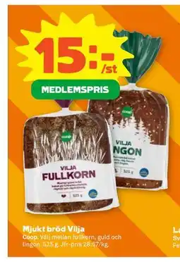 Stora Coop Mjukt bröd Vilja, Medlemspris erbjuda