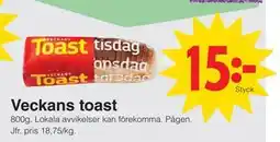 Matöppet Veckans toast erbjuda